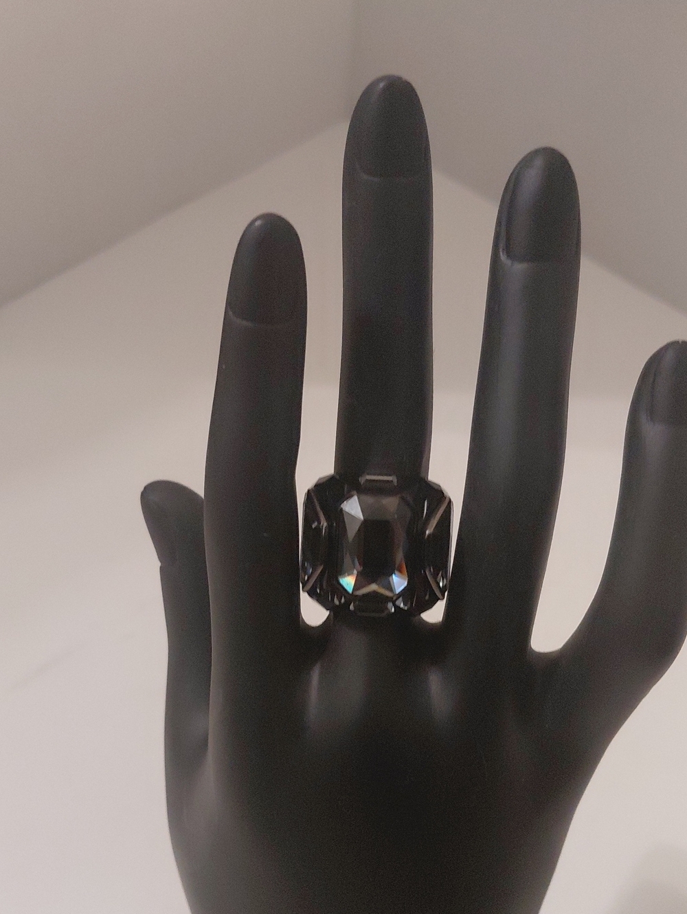 Swarovski Charcoal Faceted Crystal Ring